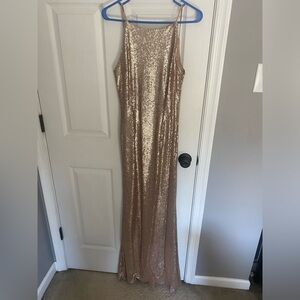 Lulus champagne sequin bridesmaid dress
